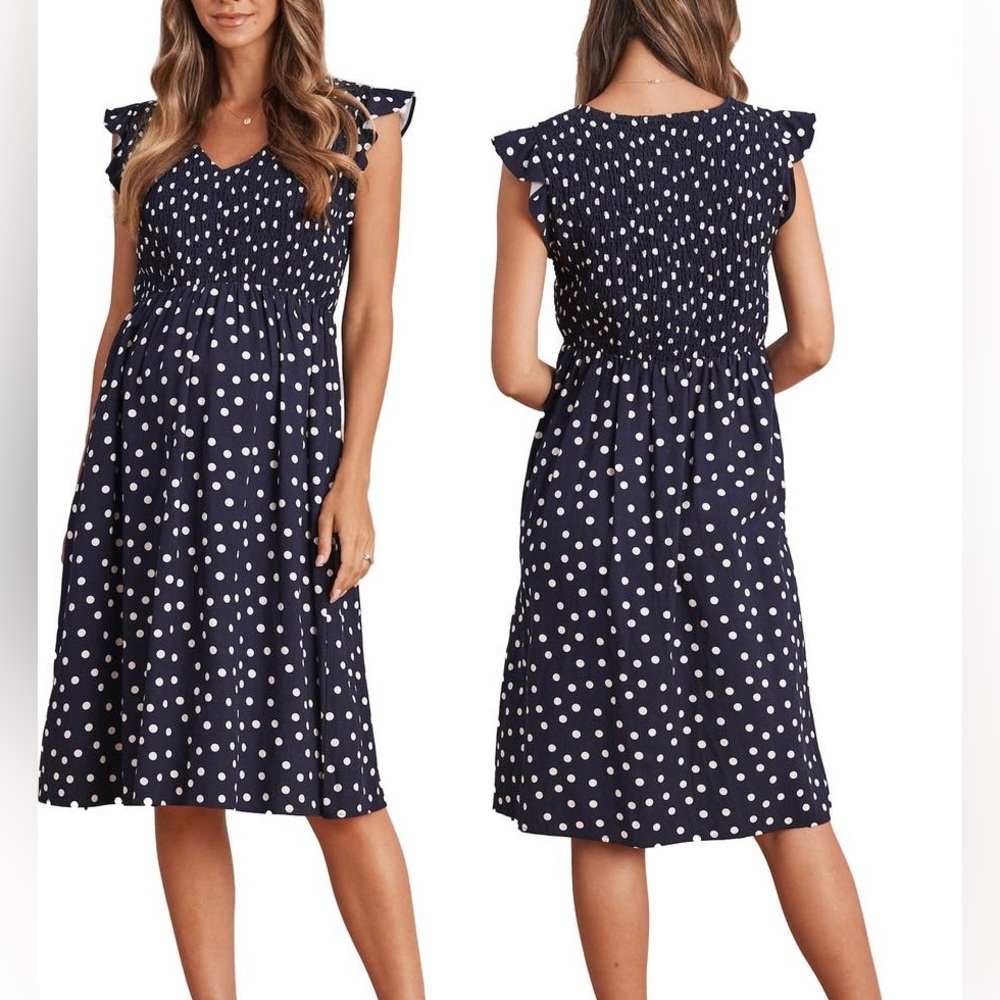 Angel Maternity Polka Dot Linen Dress